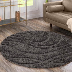 Muratap Luxus shaggy plus hoogpolig vloerkleed skandi design uni effen rond