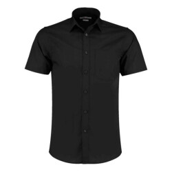 Kustom Kit Heren poplin getailleerd overhemd met korte mouwen
