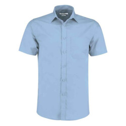Kustom Kit Heren poplin getailleerd overhemd met korte mouwen