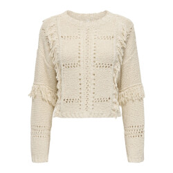 Only Rsa life ls fringe o-neck cc kn beige