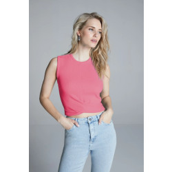 Homage to Denim H-cs25m72 rib cropped top with knot