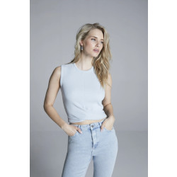 Homage to Denim H-cs25m72 rib cropped top with knot