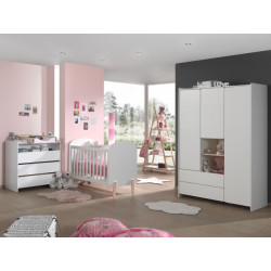 Lucevi kiddy babybed + commode 3 laden + 3 deurs kleerkast + boekenkast -