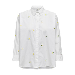 Only onlnew lina grace ls emb shirt noos 15283743 bright white/lemon