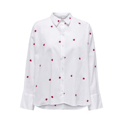 Only onlnew lina grace ls emb shirt noos 15283743 bright white/heart
