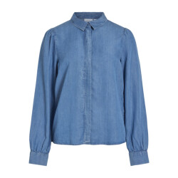 Vila vigivani l/s placket denim shirt/r 141045 light blue denim