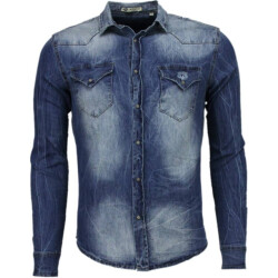 Enos Denim slim fit lange mouwen