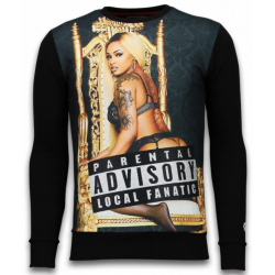 Local Fanatic Parental advisory digital rhinestone sweater