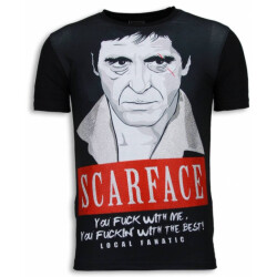 Local Fanatic Scarface red scar digital rhinestone t-shirt