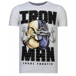 Local Fanatic Iron man popeye rhinestone t-shirt