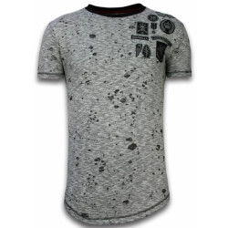 Local Fanatic Longfit asymmetric embroidery t-shirt patches