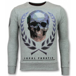 Local Fanatic Doodskop trui skull rhinestone sweater