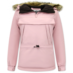 Matogla Anorak winterjas met bontkraag pink