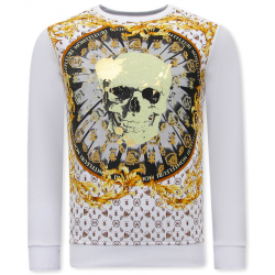 Tony Backer Sweater met print skull strass