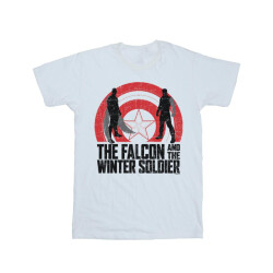 Li-cense Marvel heren the falcon en the winter soldier schild silhouetten t-shirt