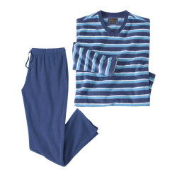 Atlas For Men Heren gestreepte microfleece pyjama set