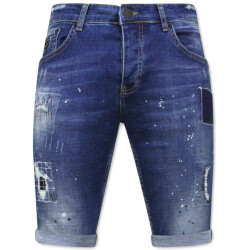 Local Fanatic Korte jeans met verfspatten stretch 1035