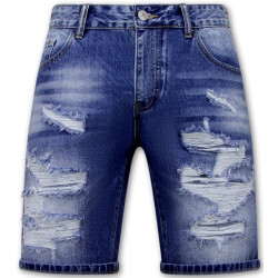 Enos Korte spijkerbroek met gaten denim short