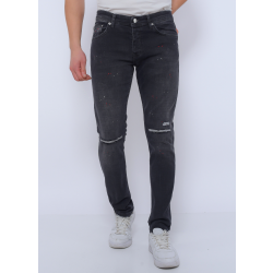 True Rise Ripped jeans met verfspatten slim fit dc