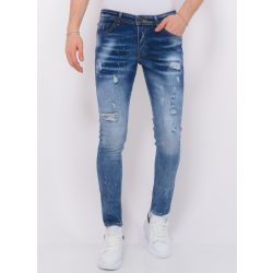 Local Fanatic Paint splatter stonewashed jeans mens slim fit