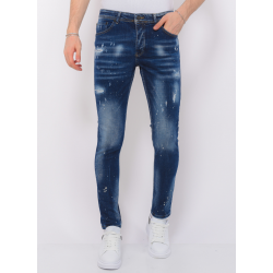 Local Fanatic Men's paint splatter stonewashed jeans slim fit