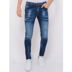 Local Fanatic Paint splatter ripped jeans slim fit