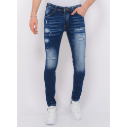 Local Fanatic Stretch denim h paint splash slim fit