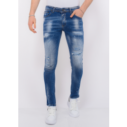 Local Fanatic Blue ripped stretch jeans slim fit