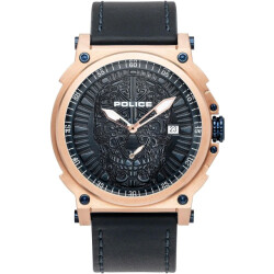 Police Leren horloge met goudkleurige kast 53mm