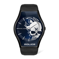 Police Leren horloge met stijlvolle 45mm wijzerplaat