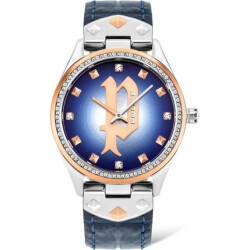 Police Leren horloge met grijze roestvrijstalen kast
