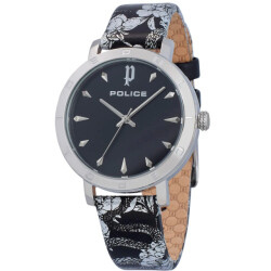 Police Leren horloge met stalen kast en 36mm wijzerplaat