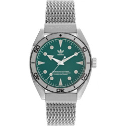 Adidas Rvs horloge met groene wijzerplaat en 10atm waterdichtheid