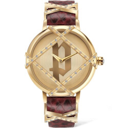 Police Rode leren horloge met stijlvol grijze wijzerplaat