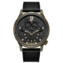 Police Leren horloge met quartz mechanisme 52mm