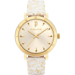 Police Te leren horloge met gouden wijzerplaat 36mm