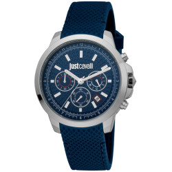 Just Cavalli  Multicolor herenhorloge met blauw siliconen band