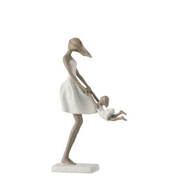 J-Line moeder spelend met dochter poly /taupe 18x8x31.5cm