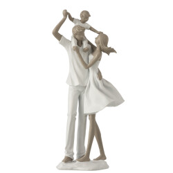 J-Line koppel met kind op schouders poly /taupe 15x10x39.5cm