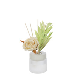 J-Line geurolie+bloem glas 11.5x8.5x27cm