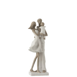 J-Line koppel met kind poly /taupe 11.5x12.5x31cm