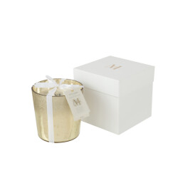 J-Line geurkaars m-chic glas goud medium 15.5x15.5x15.5cm