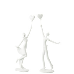 J-Line vrouw en man hart ballon poly assortment van 2 13.5x5.5x33cm