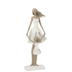 J-Line moeder met dochter poly /taupe l 15.5x10x45cm