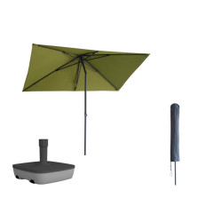 Kopu ® leon parasol rechthoek 150x250cm met hoes en voet balkonparasol olijf