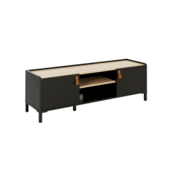 Gautier Amsterdam tv-kast 2-deurs 1 plank zwart / licht kastanje look