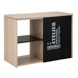 Gautier Bristol atelier bureau 1-deurs zwart / eiken look