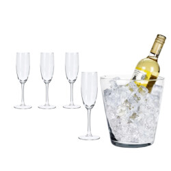 Casa di Elturo Luxe kristallen champagneset set van 5 inclusief wijnkoeler