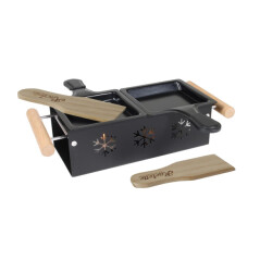 Casa di Elturo Raclette duo set op waxinelicht inclusief pannetjes, houten spatels en houder
