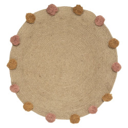 Casa di Elturo Tapijt jute pompom - Ø80 cm